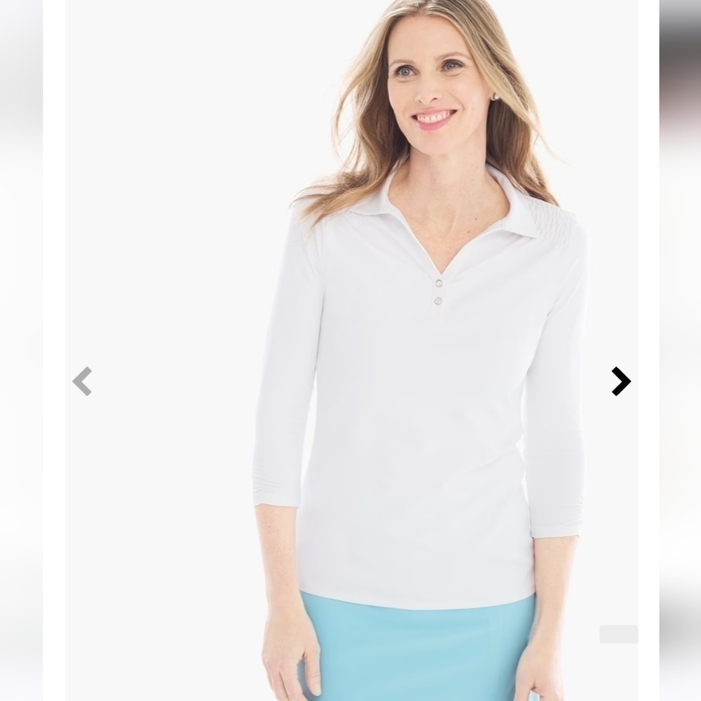 Chico's Zenergy Golf White 3/4 Sleeve Polo